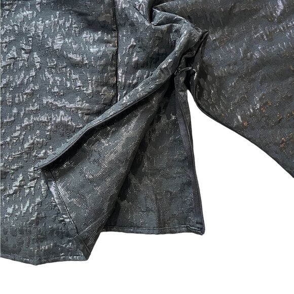 H&M Jacquard Weave Puff Sleeve Corset Top Metallic Black Medium - Picture 5 of 11